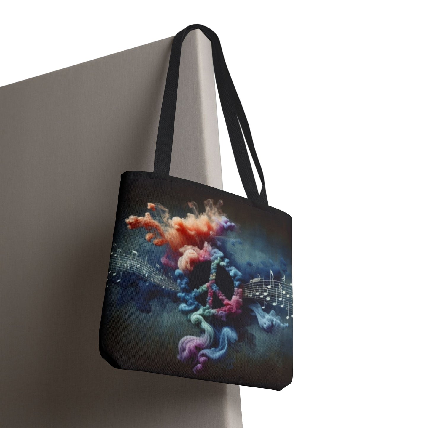 Bohemian Peace Tote Bag, Colorful Music Design, Ethnic Style, Eco-Friendly Gift, Perfect for Festivals, Shopping, Everyday Use