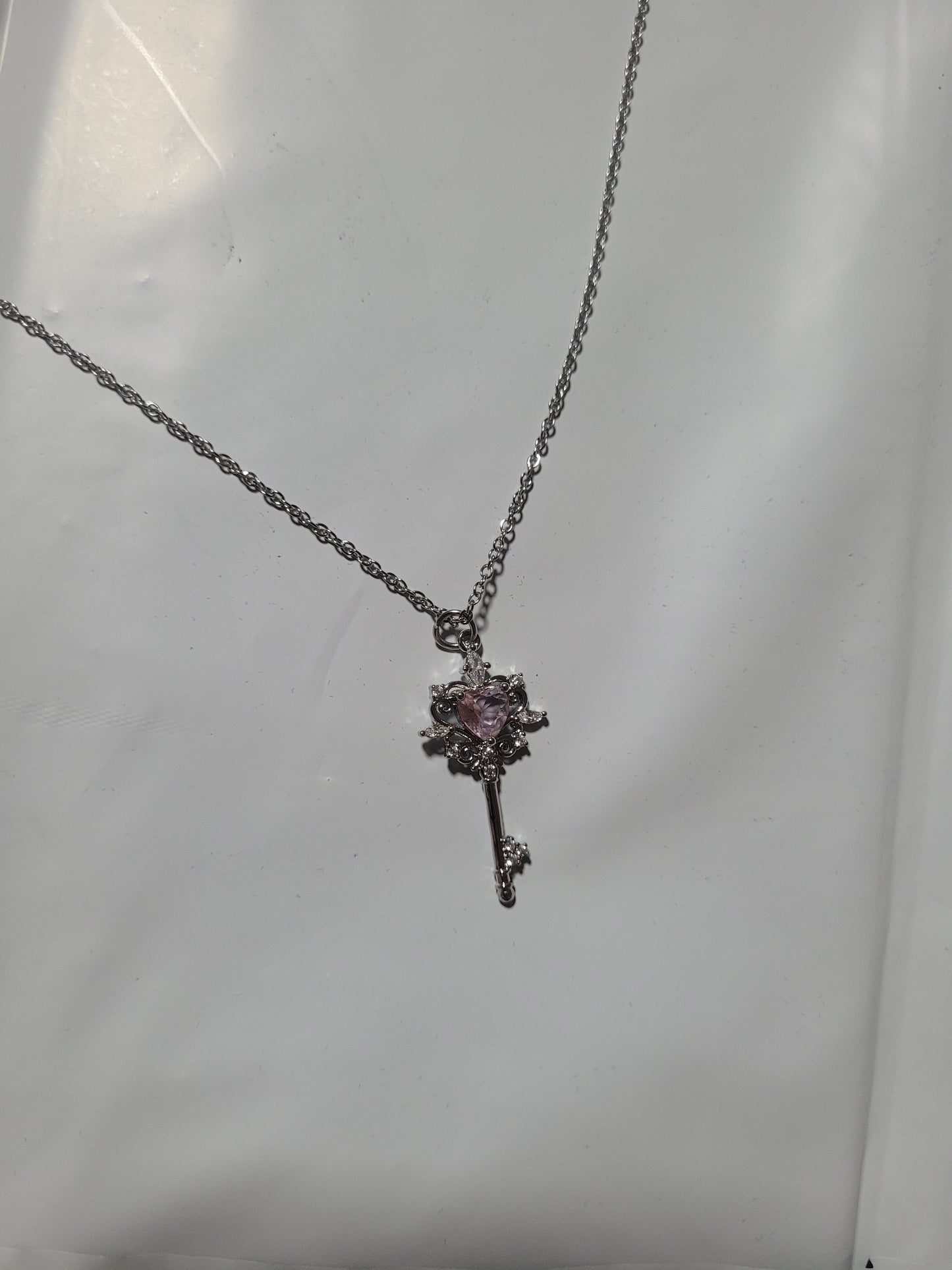 Sterling Silver Opal Heart Necklace