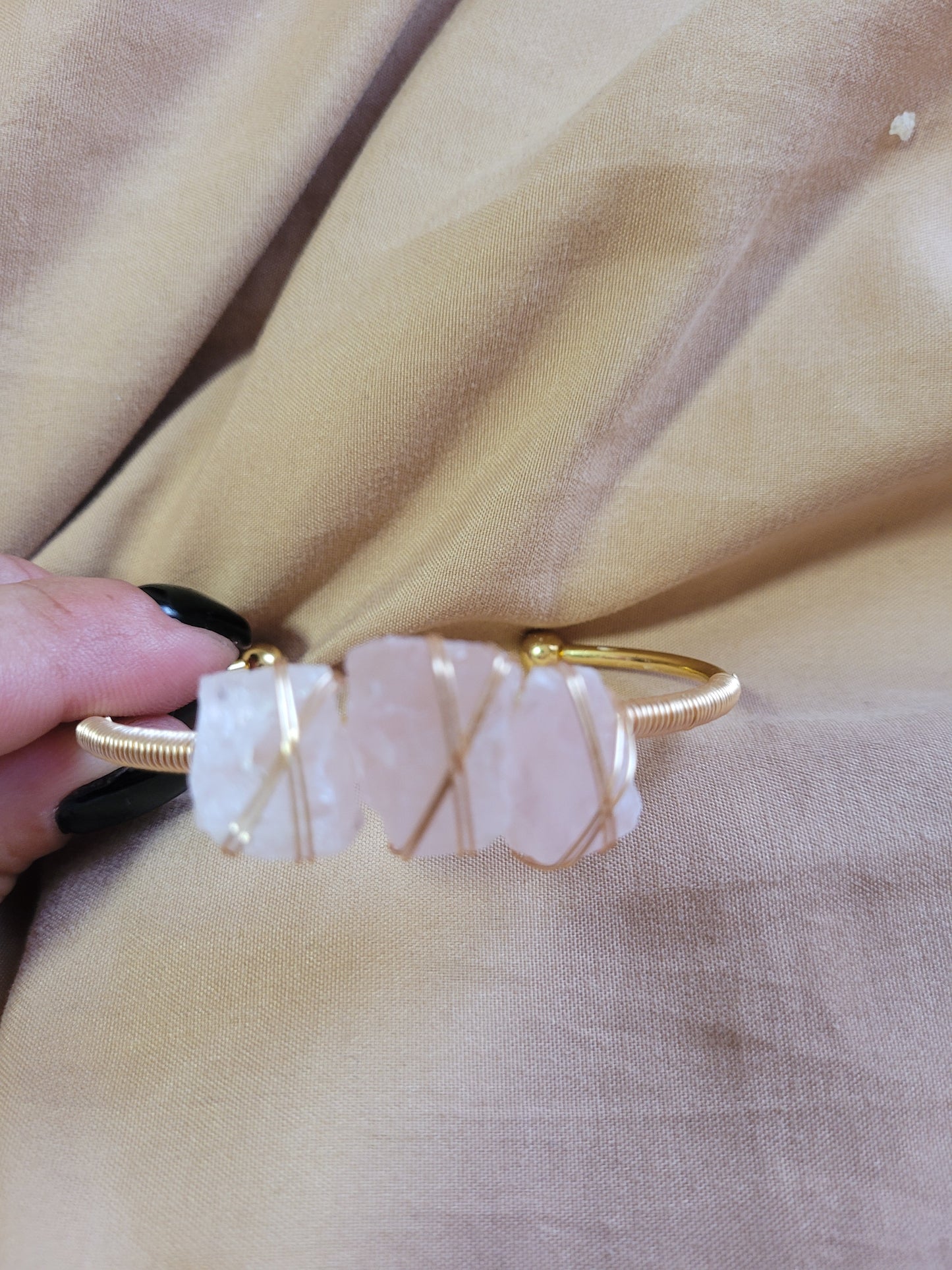 Rose Quartz Boho Style Bracelet,  Natural Stone