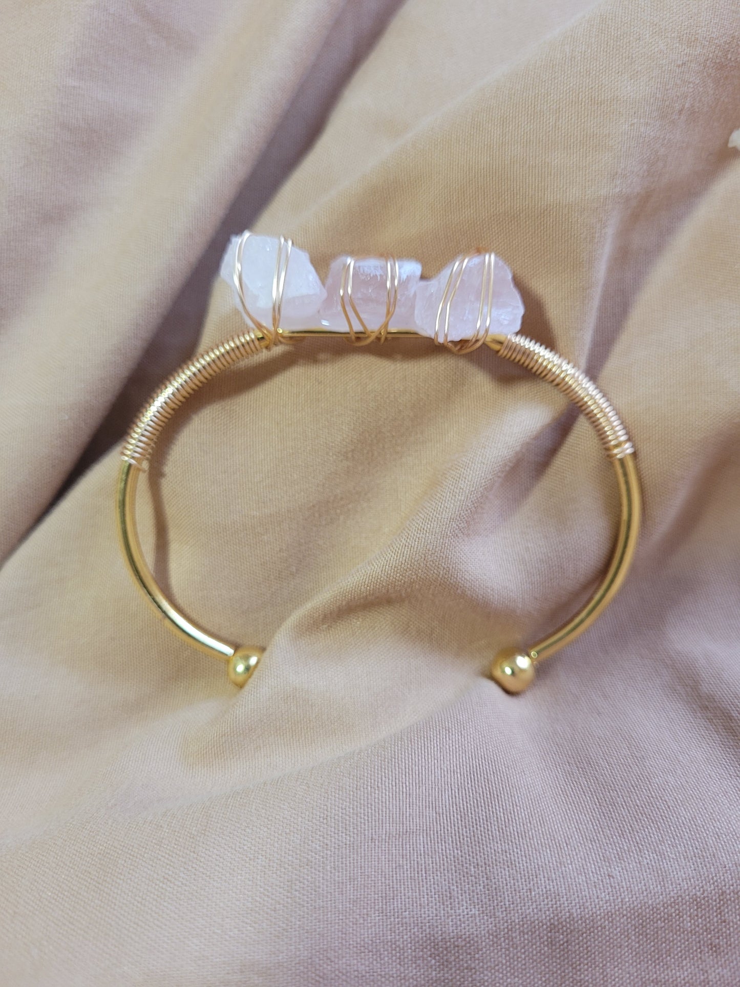 Rose Quartz Boho Style Bracelet,  Natural Stone