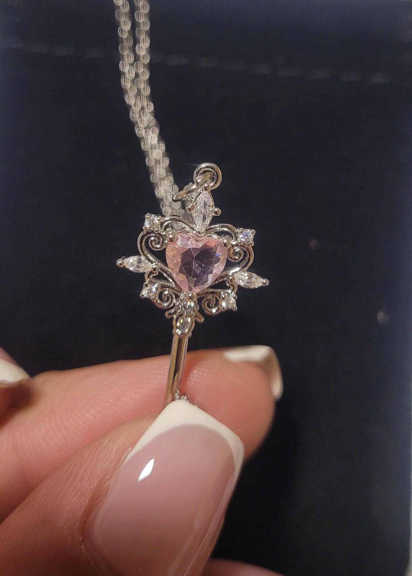 Sterling Silver Opal Heart Necklace